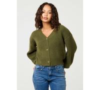 Pink Vanilla Cropped Button Cardigan - M-L - Khaki