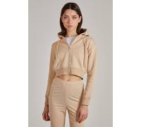 Pink Vanilla Cropped Zip Through Hoodie In Stone Stone S