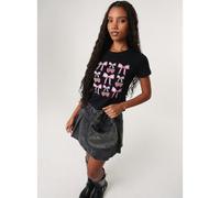 Pink Vanilla Diamante Bow T-shirt - Black - M-L - Black