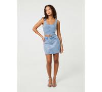 Pink Vanilla Diamante Denim Skirt - Light Blue - UK 14