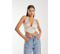 Pink Vanilla Diamante Halter Neck Top In Gold Gold 14