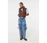 Pink Vanilla Diamante Puffer Gilet - S - Brown