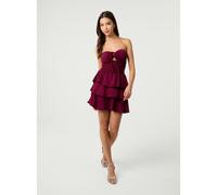 Pink Vanilla Diamante RaRa Skirt Dress - One Size - Wine