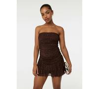 Pink Vanilla Diamante Ruffle Mini Dress - L - Brown