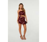 Pink Vanilla Disc Sequin Mini Skirt - Dark Red - S