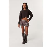 Pink Vanilla Distressed Crop Knit Jumper - S-M - Brown