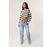 Pink Vanilla Distressed Striped Crop Knit Jumper - S-M - Stone