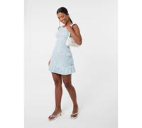 Pink Vanilla Ditsy Shirred Broderie Mini Dress - M-L - Ivory