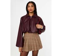 Pink Vanilla Faux Leather Puffball Jacket - M-L - Wine