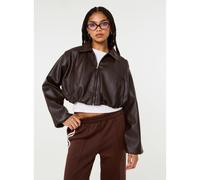 Pink Vanilla Faux Leather Puffball Jacket - S-M - Brown