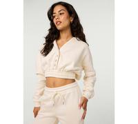 Pink Vanilla Fleece Lined Cropped Hoodie - M - Cream