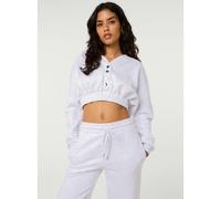 Pink Vanilla Fleece Lined Cropped Hoodie - S - Light Grey