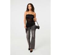 Pink Vanilla Floral Lace Bandeau Top - One Size - Black