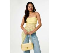 Pink Vanilla Floral Lace Bandeau Top - One Size - Light Yellow