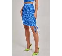 Pink Vanilla Geometric Print Gathered Mini Skirt In Blue Blue 6
