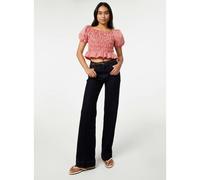 Pink Vanilla Gingham Check Ruched Top - M - Red