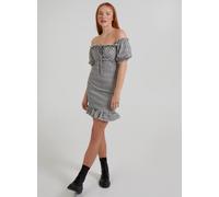 Pink Vanilla Gingham Gypsy Bardot Dress In Black Black 8