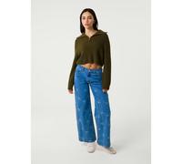 Pink Vanilla Half Zip Knitted Jumper - S-M - Khaki