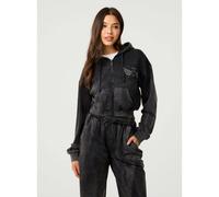 Pink Vanilla Halo Diamante Heart Zip Up Hoodie - S - Black