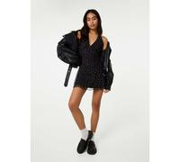 Pink Vanilla Halter Mini Dress In Polka Dot - L - Black