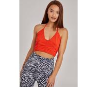 Pink Vanilla Halterneck Cross Over Mesh Bralette In Red Red 6