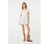 Pink Vanilla Jersey Cap Sleeve Ditsy Smock Dress - M - Ivory