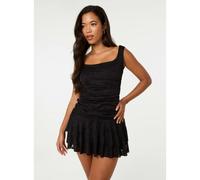 Pink Vanilla Jersey Jacquard Square Neck Mini Dress - L - Black