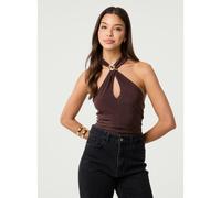 Pink Vanilla Keyhole Halter Top - L - Brown