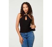 Pink Vanilla Keyhole Halter Top - M - Black