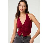 Pink Vanilla Knot Front Halter Top - M - Wine