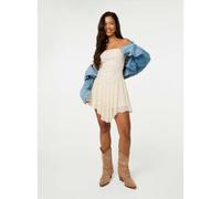 Pink Vanilla Lace Asymmetric Mini Dress - L - Cream