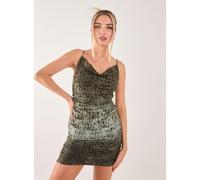 Pink Vanilla Lace Cowl Ombre Mini Dress - UK 8 - Khaki