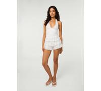 Pink Vanilla Lace Halter Neck Tiered Playsuit - M - Ivory
