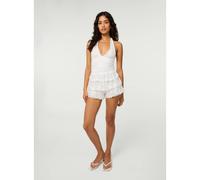 Pink Vanilla Lace Halter Neck Tiered Playsuit - S - Ivory
