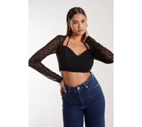 Pink Vanilla Lace Halterneck Corset Top In Black Black S