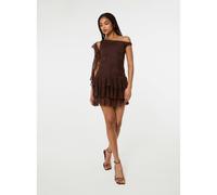Pink Vanilla Lace Ruffle Dress - L - Brown