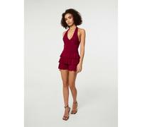 Pink Vanilla Lace Ruffle Playsuit - M - Wine