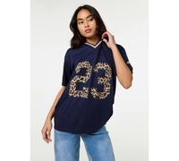 Pink Vanilla Leopard Detail Sports Jersey - S-M - Navy