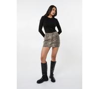 Pink Vanilla Leopard Print Denim Mini Skirt - Brown - UK 8