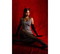 Pink Vanilla Leopard Square Neck Lace Trim Top In Brown Brown S