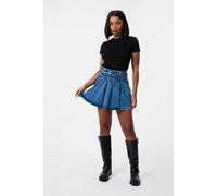 Pink Vanilla Light Blue Denim Double Belt Pleat Mini Skirt Light Blue 6