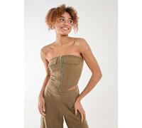 Pink Vanilla Linen Cargo Corset Top - UK 14 - Khaki