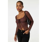 Pink Vanilla Long Sleeve Butterfly Top - L - Brown