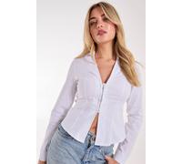 Pink Vanilla Long Sleeve Hook And Eye Shirt In White White M