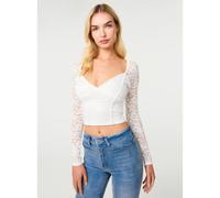 Pink Vanilla Long Sleeve Lace Top - M - Ivory
