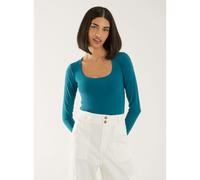 Pink Vanilla Long Sleeve Square Neck Bodysuit - UK 10 - Teal