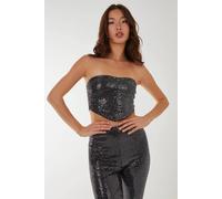 Pink Vanilla Mirrored Corset Bandeau In Black Black M