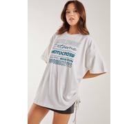 Pink Vanilla Motocross Oversized T-Shirt In Ivory Ivory S/M