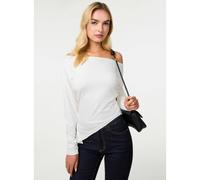 Pink Vanilla Off Shoulder Asymmetric Hem Top - L - Ivory