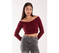 Pink Vanilla Off Shoulder Crop Knit Top In Wine Wine M/L